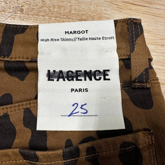 L'AGENCE NWT Margot High Rise Skinny Cropped Jeans Leopard Print Size 25 - Picture 5 of 11